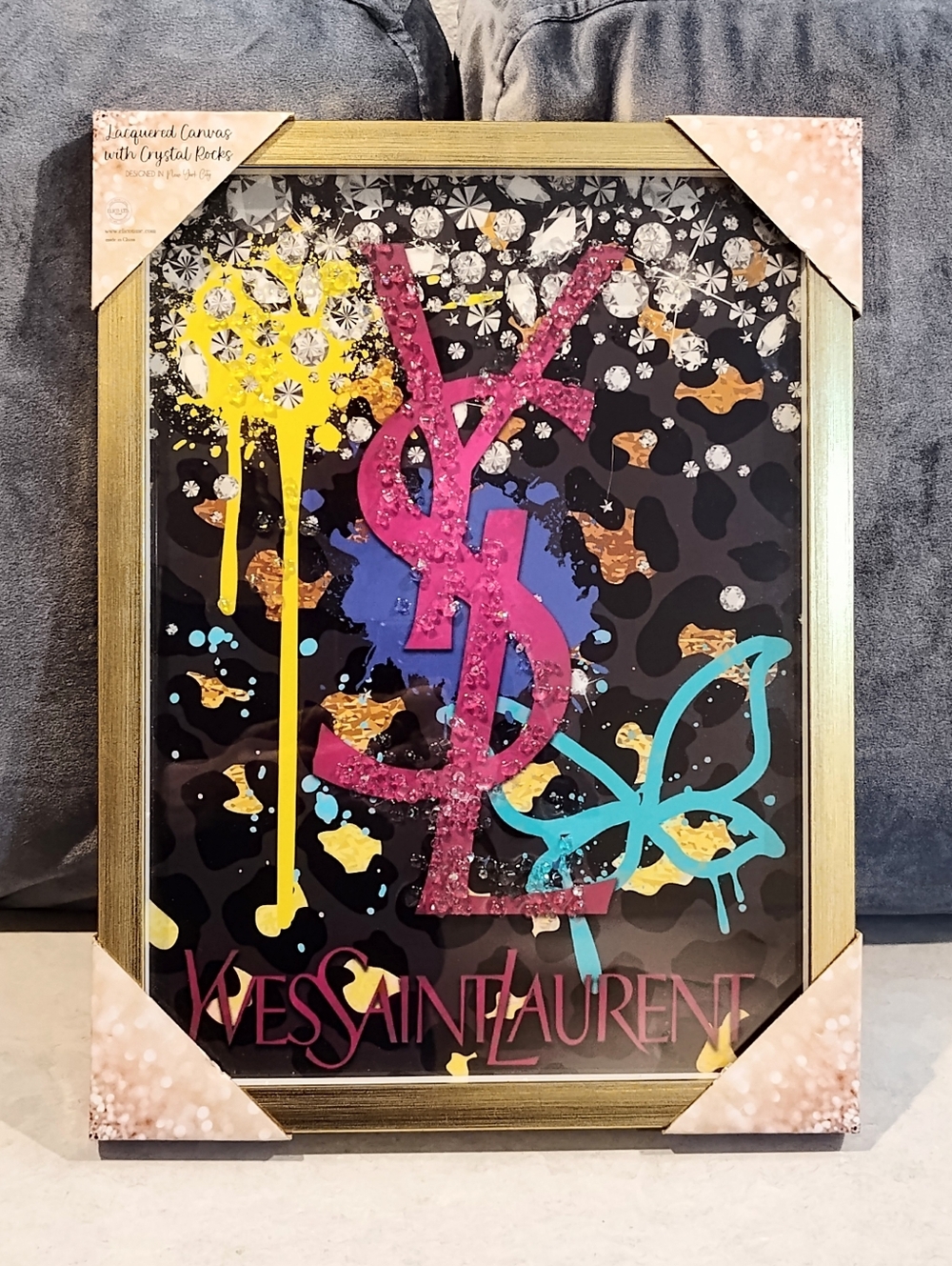 NIB YSL GRAFFITI LACQUERED CANVAS WALL ART